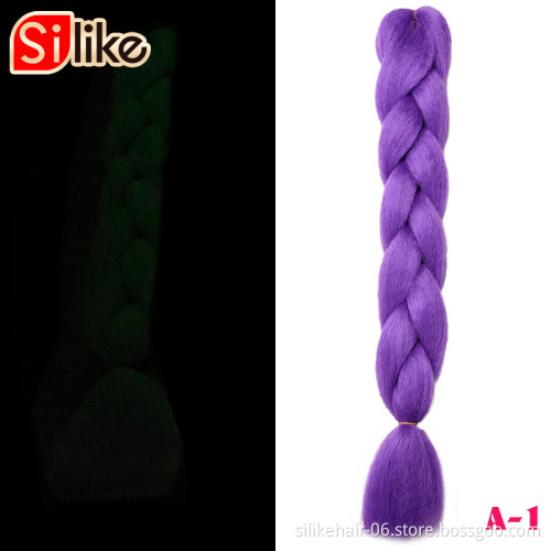 24inch 100g glowing synthetic jumbo braids shining hair in the darkness soft braiding hair extensions Ombre 24inches Crochet